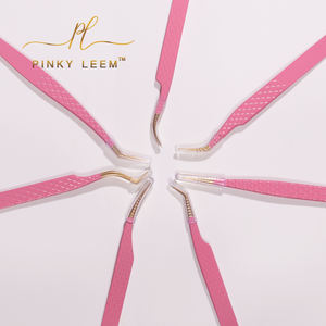 Pince à épiler professionnelle Pinky Leem en acier inoxydable anti-magnétique durable à pointe dentelée pour extensions de cils DIY - Product Image 3