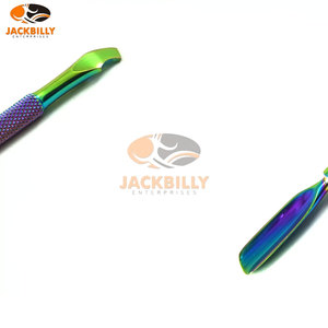 Espátula profesional de limpieza de uñas de acero inoxidable de doble extremo, removedor de empujador de cutículas de diseño curvo para manicura, tipo de doble cara - Product Image 2