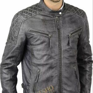 Veste en cuir gris de qualité supérieure pour hommes, vêtements d'extérieur d'hiver confortables et élégants, manteau de mode décontracté fabriqué au Pakistan - Product Image 1