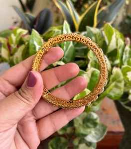 Polki Bracelet <b>Brass</b> <b>Jewellery</b> Set Matt Gold Polish for Weddings Parties Size Options 2.4 2.6 Gold Plated Fashion Engagements - Product Image 2