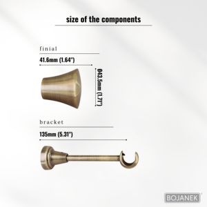 BOJANEK Single Curtain Rod 25 mm Carbon Steel Traditional Different Lengths Different Finials Colors Easy Customization - Product Image 4
