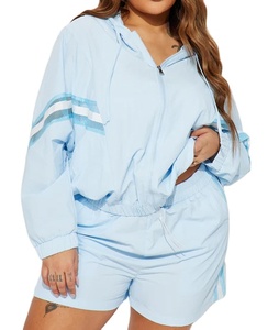 Ensemble de sport 2 pièces respirant pour femme, coupe droite, en polaire Spandex/Polyester, coupe-vent, anti-boulochage, pour l'extérieur - Product Image 1