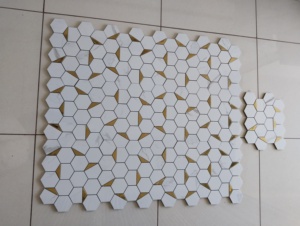 กระเบื้องโมเสคเซรามิกพอร์ซเลนแผ่นหกเหลี่ยมขนาด3นิ้ว73มม. ขนาด260X300มม. โครงการโรงแรมพิเศษ - Product Image 3