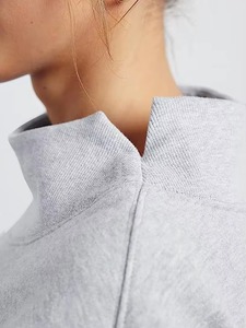 Alta calidad Mujeres Mock Neck Manga larga Fleece Pullover Hoodie Casual Invierno Otoño Frente Logo Posición - Product Image 3