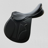 Selle de dressage et de saut anglais synthétique durable, légère, résistante à l'eau, avec arceau en plastique et assise rembourrée confortable
