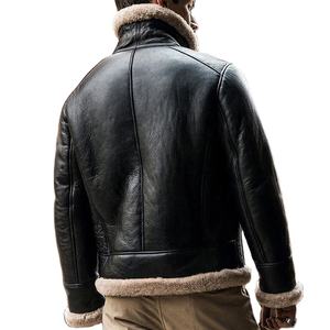 Vente chaude hommes à la mode noir en peau de mouton veste en cuir fourrure Premium Style sophistiqué élever votre garde-robe d'hiver - Product Image 3