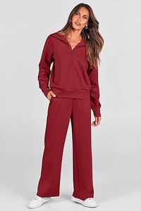 Ensemble de survêtement décontracté pour femmes en deux pièces avec capuche imprimée pour l'hiver, veste zippée et pantalon à taille élastique, 100% coton - Product Image 3