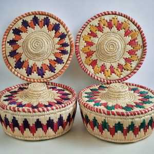 Best Selling Eco Friendly <b>Wicker</b> Moonj Grass Storage <b>Basket</b> <b>with</b> <b>Lid</b> Round Set of Moonj Grass <b>Baskets</b> for Home Organizations - Product Image 4