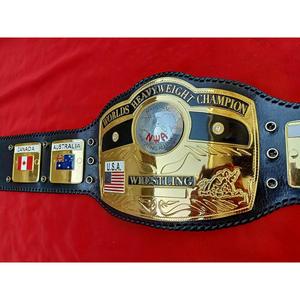 เข็มขัดแชมป์มวยปล้ำ Huzaim Elite Sports HES0655 NWA Domed Globe รุ่นเฮฟวี่เวท ทำจากสังกะสีและหนังวัวแท้ ชุบทอง - Product Image 6