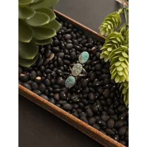 Dave Skeets Mixed Turquoise & Sterling <b>Silver</b> <b>Statement</b> <b>Ring</b> Size 8.75 Bezel Setting Inlay Rhodium Plated for Everyday Wear - Product Image 4