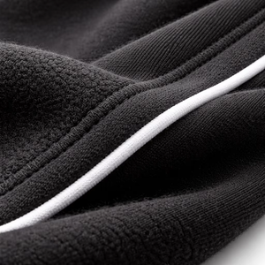 Wellprove Men's Black Hooded 100% Cotton Winter <b>Tracksuit</b> Set Full Sleeve Solid Color Casual Sportswear White <b>Stitching</b> Side - Product Image 6