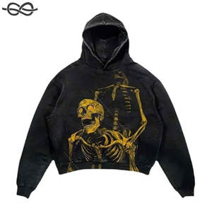 Vendeur de vêtements personnalisé délavé sans ficelle poche pull sweat personnalisé poids lourd pierre acide en détresse lavé sweat à capuche hommes - Product Image 3