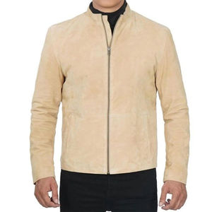 Eaton <b>Men's</b> <b>Brown</b> <b>Suede</b> Bomber <b>Jacket</b> Winter Streetwear Pattern Genuine Leather Breathable Windproof Anti-Bacterial Hood Stand - Product Image 3