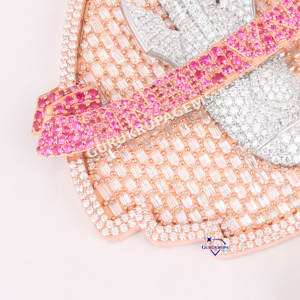 Pendentif en diamant cultivé en laboratoire en or rose 14 carats Bling complet Pave VVS Clarity Jewelry Trending Fine Necklaces - Product Image 4