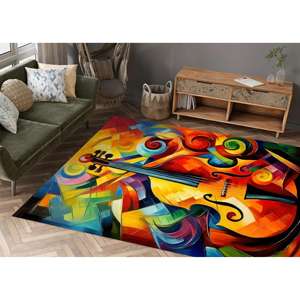 Tapis abstrait Cello, Tapis coloré, Tapis Cello, Tapis musical, Tapis artistique, Tapis personnalisé, Tapis populaire, Tapis cadeau, Tapis de bureau, Tapis fin non tissé - Product Image 3