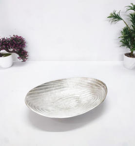 Frutero ovalado plateado de aluminio, cruda Frutero de diseño de superficie, frutero moderno de calidad Premium, frutero Vintage, pieza central - Product Image 2