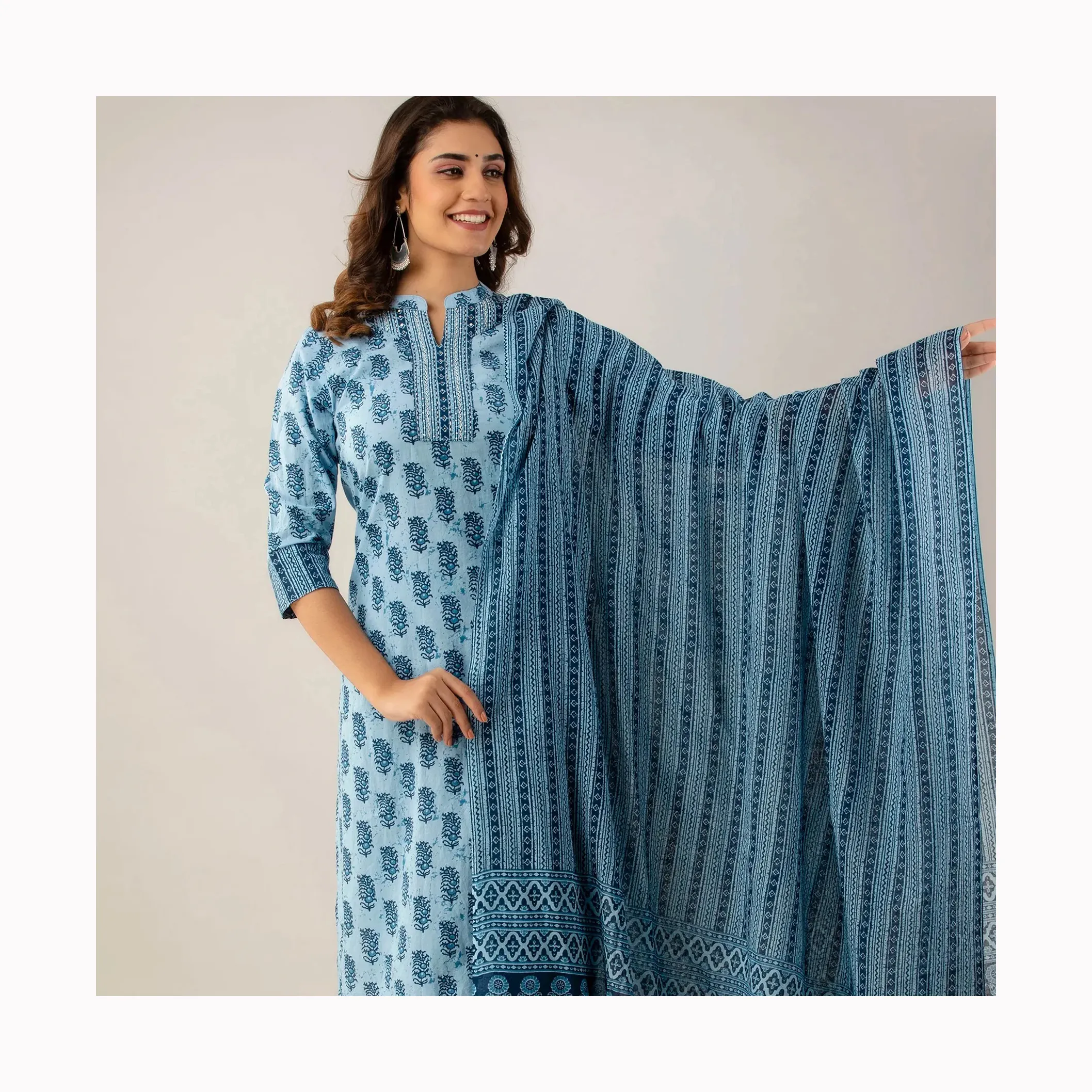새로운 도착 도매 가격 수제 수 놓은 3 조각 파티 착용 원피스/파키스탄 새로운 스타일 캐주얼 여성 드레스 정장