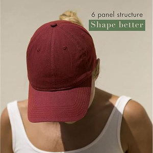 Casquette de baseball unisexe bordeaux 6 panneaux en coton réglable, style ajusté couleur unie décontracté pour adultes - Product Image 6