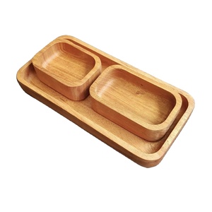 Juego de servicio decorativo de madera de Acacia Natural, bandeja India hecha a mano, bandeja de aspecto, oferta y tendencia - Product Image 1