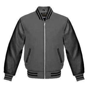 Varsity Letterman for Men <b>Baseball</b> <b>Bomber</b> <b>Jacket</b> Made up of Leather Sleeves and Wool Varsity <b>Jacket</b> - Product Image 3