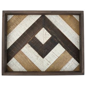 Plateau en bois tendance au design rustique multicolore avec une forme géométrique unique et une finition texturée parfaite pour le style de la maison - Product Image 1