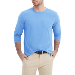 Summer 100% Cotton Men's T-Shirt Fashion col rond avec manches longues Blank Design Loose Solid Pattern Casual Style Men's T-Shirt - Product Image 1