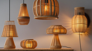 Éclairage écologique : Lampes suspendues en bambou et en rotin artisanales du Vietnam, Mme May - Product Image 2
