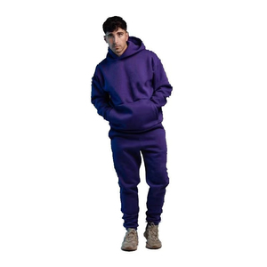 Survêtement de sport d'automne et d'hiver unisexe 100% coton, ensemble de pantalons de survêtement à capuche avec logo personnalisé, respirant, imprimé, écologique, grande taille - Product Image 3