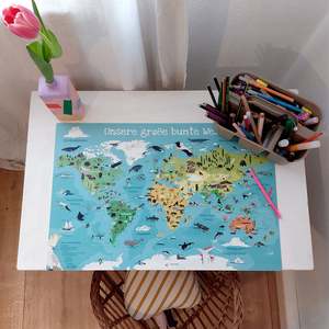 Alfombrilla de escritorio con mapa del mundo para niños, 60x40 cm, producto educativo y divertido - Product Image 1