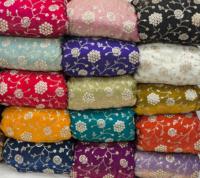 Tissu brodé non-tissé HONEY LACE EMD-00090 avec sequins et perles, anti-statique, respirant, anti-déchirure, jacquard floral pour mariage