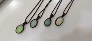 Magnifiques boucles d'oreilles pendantes en opale AAA, fil macramé, pierres semi-précieuses, bijoux en pierres semi-précieuses, cabochons polis à la main - Product Image 4