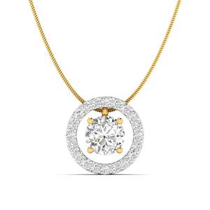 Colgante de halo central con diamante de corte redondo premium de 2.00 ct, color F, claridad VS, diamante cultivado en laboratorio en oro de 14K, regalo de aniversario nupcial - Product Image 2