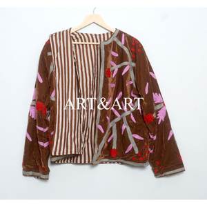 Handmade Beautiful Suzani Embroidery Floral <b>Pattern</b> Winter Eco-Friendly Quick Dry High Quality <b>Quilted</b> Cotton <b>Jacket</b> Women's - Product Image 6