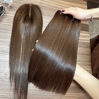 Mèches de cheveux humains bon marché Fournisseurs de cheveux raides à double trame Ensemble de cheveux vierges vietnamiens à fermeture frontale en dentelle