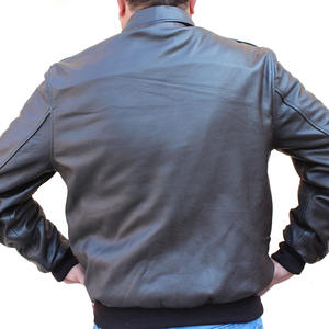 Hot <b>Sale</b> Custom Motorcycle Black Real Leather Bomber <b>Jackets</b> Genuine Leather <b>Flying</b> <b>Jacket</b> Men - Product Image 2
