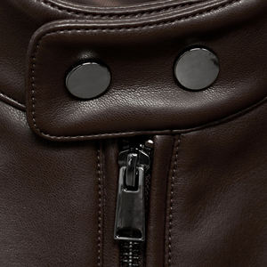 Wholesale Custom Logo <b>Men</b> <b>Brown</b> Windproof Breathable Stand High Street Style Winter Outdoor Use <b>Leather</b> <b>Jacket</b> OEM Service - Product Image 6