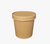 Contenants alimentaires jetables en papier kraft à paroi simple DPAP300 avec couvercles, taille et logo personnalisables, gobelets à crème glacée recyclables