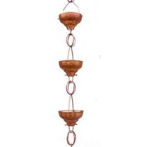 Chaîne de pluie en cuivre martelé de forme ronde pour la maison et le jardin, fabricant de chaînes de pluie de nouvelle conception, fournisseur de chaînes de pluie - Product Image 4