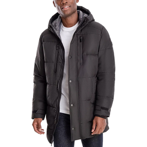 Customized Plus Size Men's Black Quilted Zipper Puffer <b>down</b> Jackets Wholesale Bulk Winter Jackets - Product Image 1