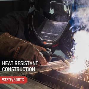 Guantes de soldadura de cuero de vaca, para soldadura de palo, parrilla, manoplas de chimenea con forro suave, ideal para, estufa, quemador de leña, barbacoa - Product Image 3
