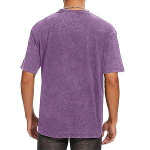 Venta al por mayor caliente 100% algodón Casual de alta calidad cuello redondo en blanco ácido lavado Vintage camiseta - Product Image 6