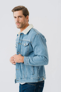 Nouvelle arrivée Veste en jean en coton pour homme Mode Vente en gros personnalisée Manteau en jean Hiver Tricoté Service OEM Nouveau tricoté d'hiver - Product Image 2