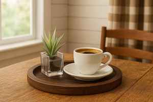 Bandeja para servir de madera de roble con esquinas redondeadas, plato de madera, tablero para servir, accesorios para espacios de trabajo hechos a mano | Refinado | - Product Image 2