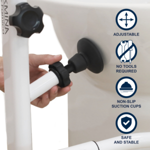 Toilet Safety Rails, Toilet Frame for Elderly with Suction Cups, WC Armrest Support, Bathroom <b>Grab</b> <b>Bars</b> - KMINA K30001 - Product Image 2