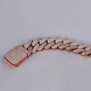 VVS Charity Diamond Cadena de eslabones cubanos Estilo HipHop Collar de hombre chapado en oro rosa Joyería fina Regalo de compromiso de boda - Product Image 5