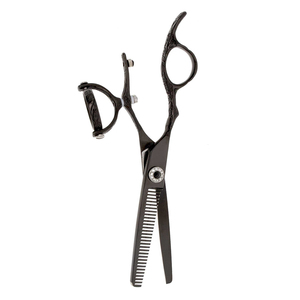 กรรไกรตัดผม24ซี่ฟันเหล็กคาร์บอนสูงสีดำกรรไกรทินเนอร์พร้อมที่วางนิ้ว - Product Image 3
