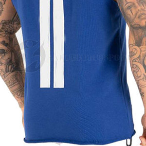 Comfortable Winter Gym Hoodie for Fitness Custom Color Bodybuilding Men Sleeveless Workout Plain Dyed Fleece with Laces - Product Image 6