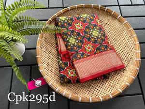 Saris de seda suave Tusser con todo Patola Digital impreso con borde Zari - Product Image 6