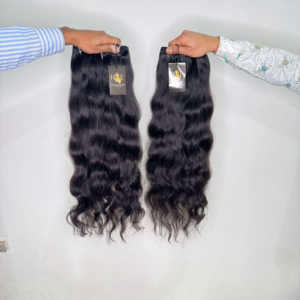 Faisceau de cheveux humains naturels bruts du temple indien Bodywave Style personnalisé ruban aligné sur les cuticules Ins tissage de cheveux vierges - Product Image 1