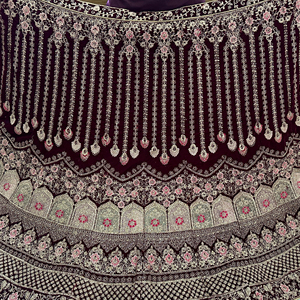 Velvet Lehenga Glitter Dori Dhaga Work Double Can Fitting 2,5 m Flair Soft Net Dupatta Bordado Choli B2B Fiestas al por mayor - Product Image 1